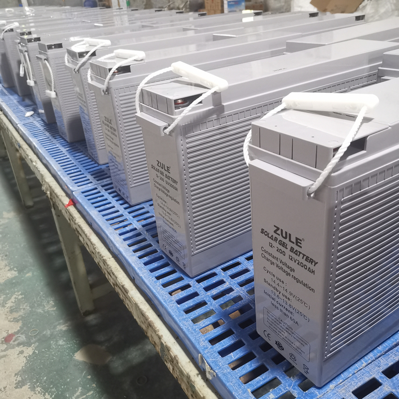 Terminal frontal de batería de plomo-ácido solar de larga duración, capacidad de ciclo fuerte, uso con paneles solares de sistemas solares, 12v200ah