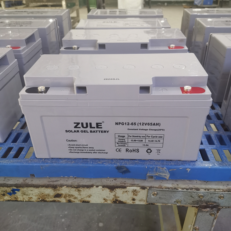 Batería de almacenamiento de energía solar de gel segura y estable de alta calidad 12V65Ah Batería de ciclo profundo recargable sin mantenimiento Batería de almacenamiento de energía para el hogar